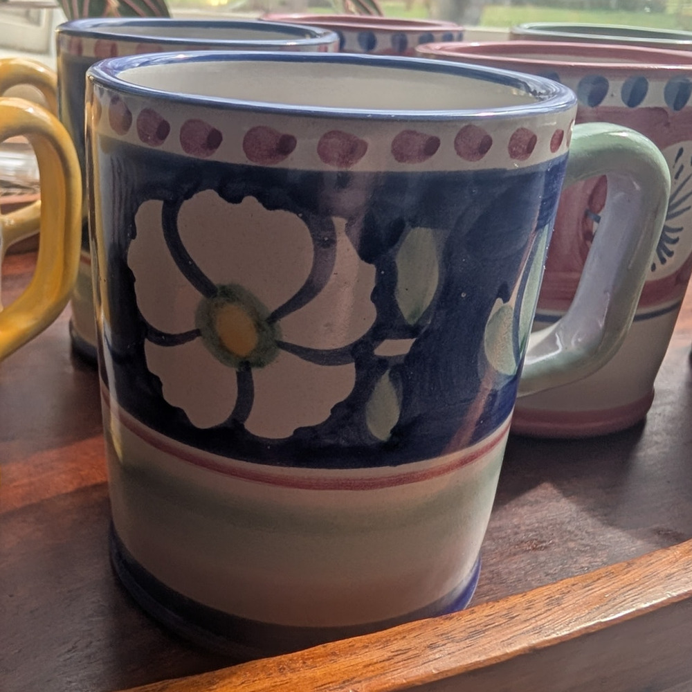 Set of 2 Vietri Compagna Flower Mugs